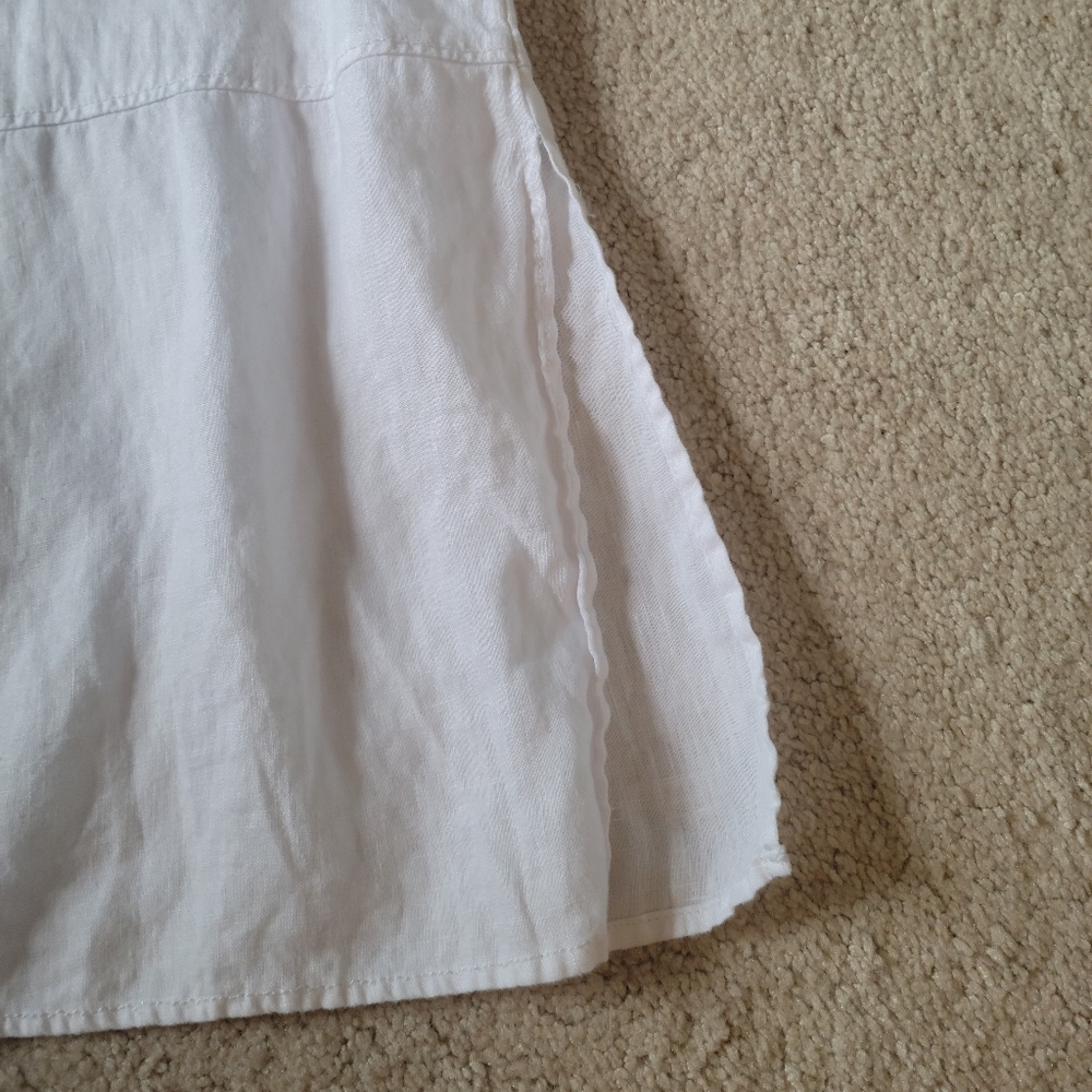 Tahari M 100% Linen Long Line White Button Up - Picture 9 of 9